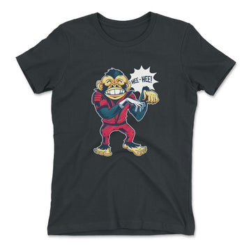 Dancing Monkey Jackson Womens T-Shirt in Heavy Metal color